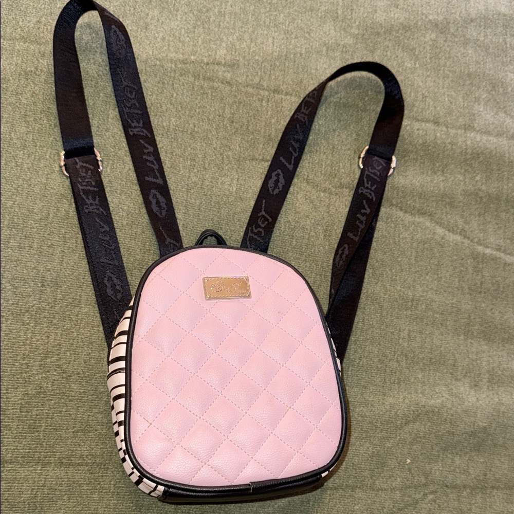 Betsey Johnson Light Pink Quilted Backpack